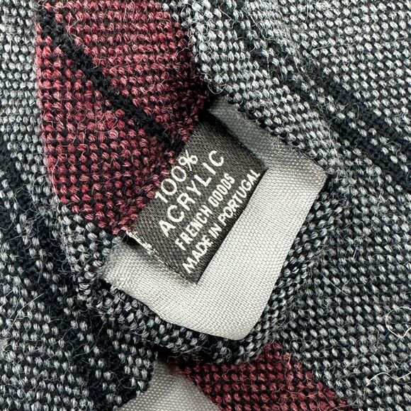 Vintage Towncraft Gray Black Burgundy Striped Men’s Necktie Classic Retro 59" - Picture 4 of 5